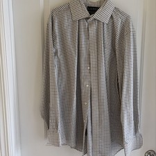 Lauren Ralph Lauren Men  s Blue Check Print No Iron Oxford 17 1/2 34/35