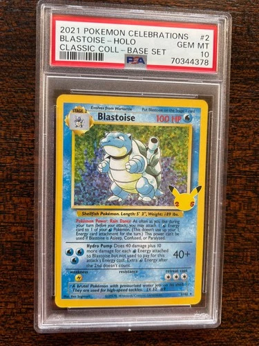 2021 Pokémon Celebrations Blastoise Holo Classic Coll Base Set #2, PSA 10!
