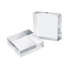 Acrylic Square Display Block, 2 Pieces 3 X 3 X 1 Inches Edge Polished Clear Disp