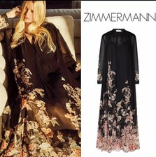 NWT Zimmermann $1,450 Natura Sheath Floral Black Midi Maxi Dress Size US 8