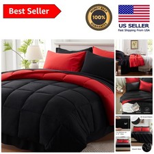 Modern Reversible Queen Comforter Set - 7 Pieces with Deep Pocket Fitted Sheet