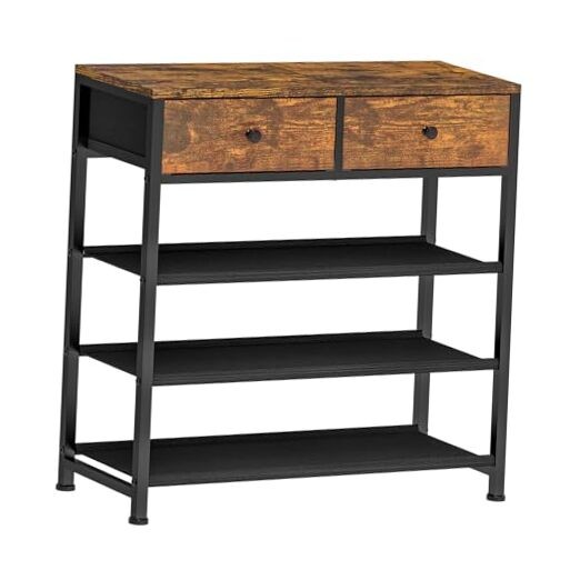 4-Tier Rustic Brown Shoe Rack Organizer – 28.3 x 11 x 29.5 Inches Storage Shelf-image