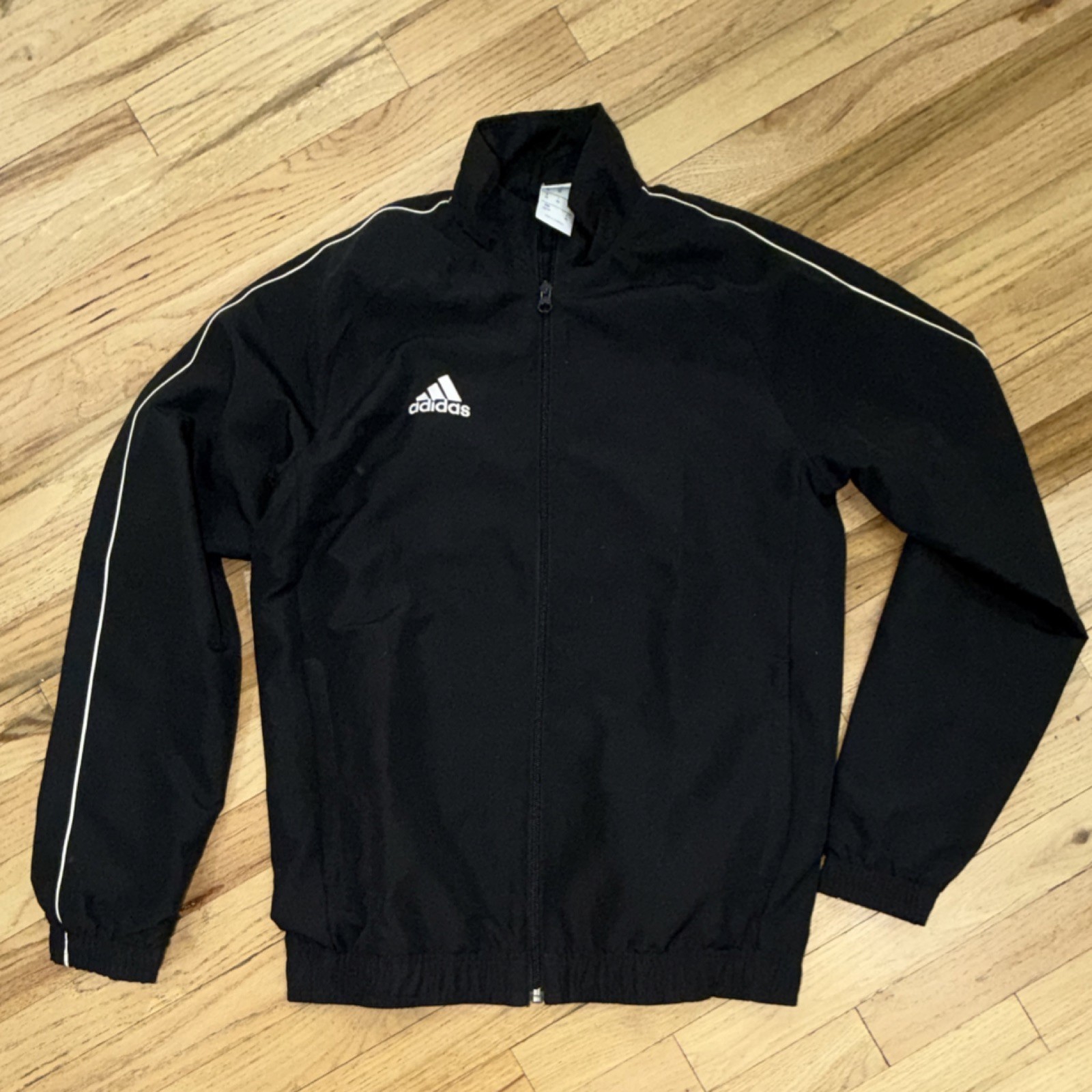 adidas Men's Black Track Jacket XS Full-Zip 100% Polyester Lined Stand Collar