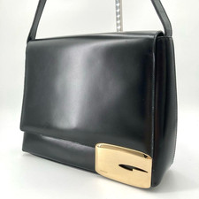 GUCCI Vintage G Logo Shoulder Hand Bag Leather Black Authentic JPVTG
