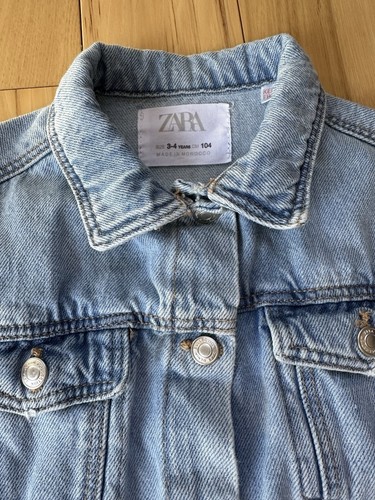 ZARA SIZE 3-4 YEARS GIRLS DENIM JACKET SNAP CLOSURE HEART THEME - Picture 5 of 11