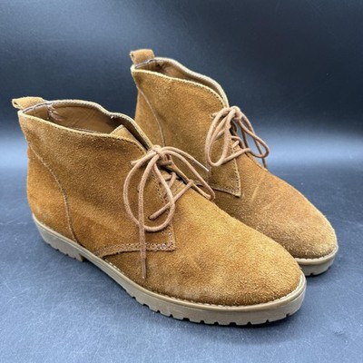 Lauren Ralph Lauren Boots Womens Size 6.5 B Brown Suede Chukka Lace Up Lug Sole