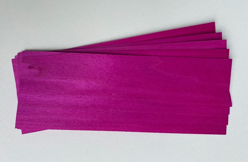 Dyed violet poplar veneer, 4x11", lot of 5