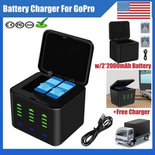 2 Pack Power Battery Triple Charger for GoPro Hero 12/11/10/9 Auction Camera