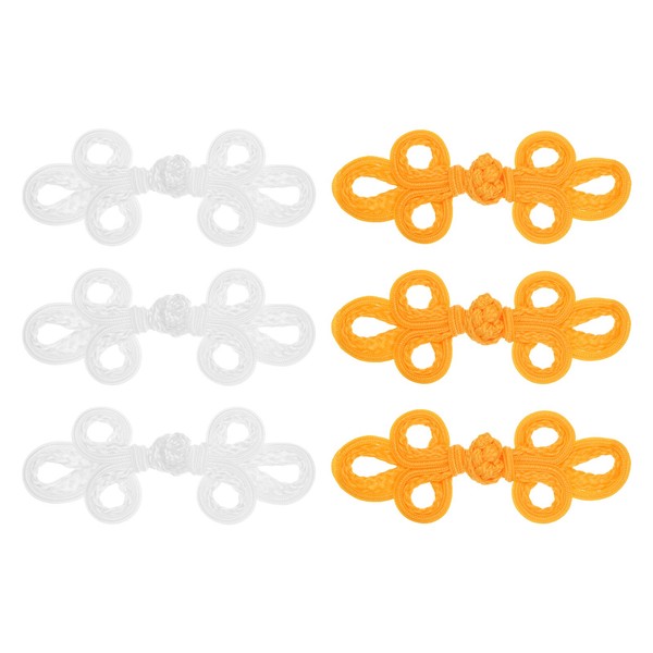 6 StüCk Chinesische Knoten KnöPfe Weiß/Gold FüR DIY MäNtel Pullover BrautkostüM-image