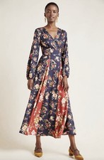 Anthropologie Farm Rio Garcia Wrap Floral Print Maxi Dress Size M Boho