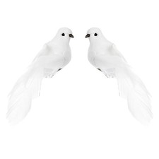 2pcs Clip on Foam Feathered Artificial Birds Small White