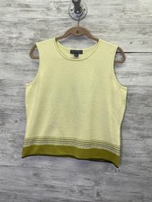 Northern Isles Collection Sweater Vest Womens L Green Crewneck Sleeveless Beaded