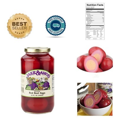 Tangy and Naturally Sweet Red Beet Pickled Eggs, 32 Oz for Culinary Joy