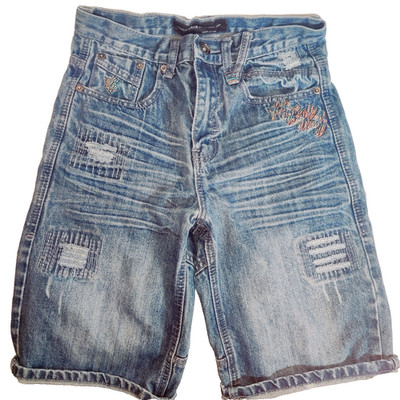 Vintage Rocawear Teens Size10/27 Denim Shorts Blue Patch Hip Hop Skater Y2K JayZ