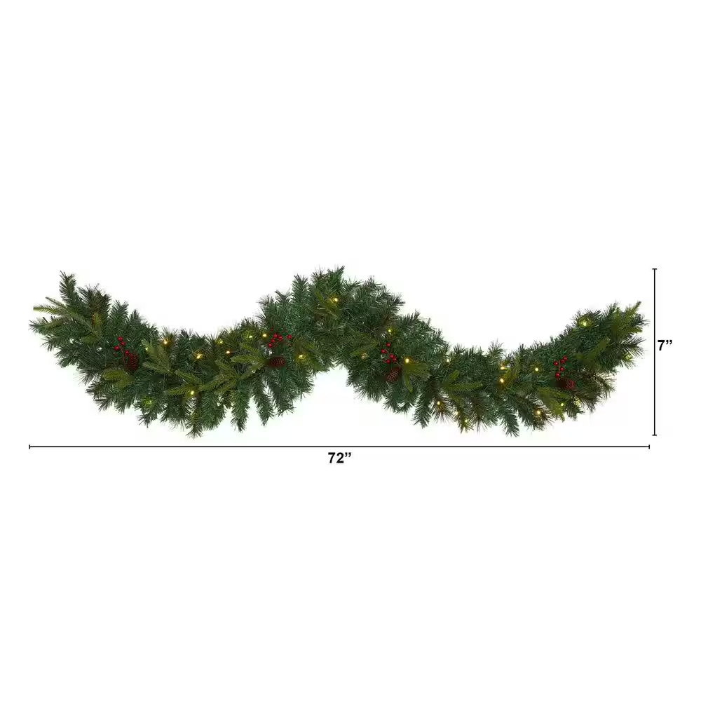 6 Ft. Battery Operated Pre-Lit Mixed Pine Artificial Christmas Garland with 35 C