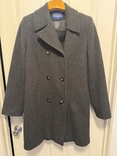 VTG Pendleton 100 Wool Grey Trench Coat Women's Sz 4 Double Breasted