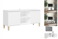 Tv-Schrank Mit Massivholz-Beinen Weiß 103,5X35X50 Cm Lowboard