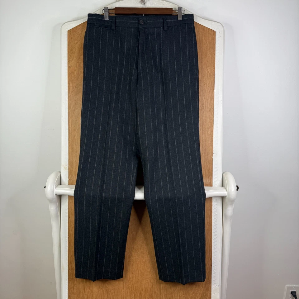 Pantalones J Crew Para Hombre 32x32 Gris Franela Tiza Rayas 100% Lana Frente Plano Vestido Foto 2 de 4