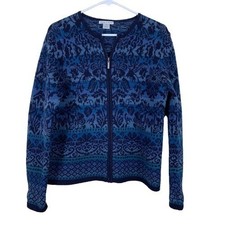 VTG 80s-90s Deane  White Nordic Lambswool Zip Sweater Retro Medium Heritagewear