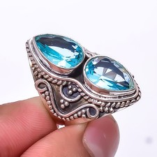 London Blue Topaz 925 Sterling Silver Bali Ring S.6 R45428741, Christmas Gift