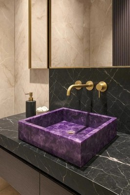 Elegant Amethyst Stone Bathroom/Kitchen Sink - Decorative Stone Wash Basin