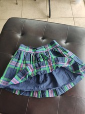 Abercrombie  Fitch Girls Pleated Plaid Skirt S Blue Green Pink Elastic Waist