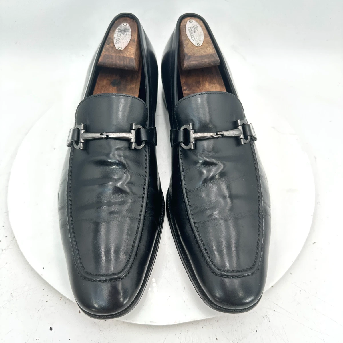 Salvatore Ferragamo Men\'s Dress Shoes size 11 1/2 Black Salvatore Ferragamo Mens Dress Shoes Magic Patent Shiny  main image 2