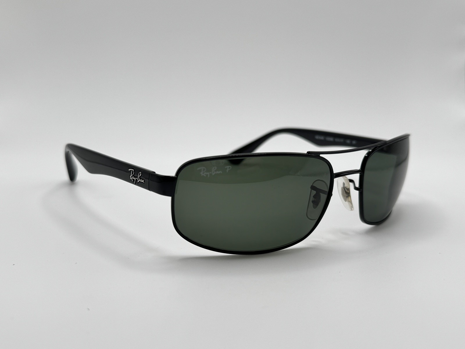 Ray-Ban RB3445 002/58 Black/Green Polarized Sunglasses Italy READ DESCRIP B109