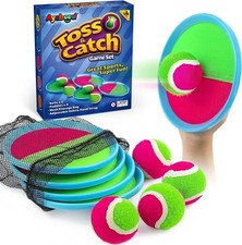 Upgraded Toss and Catch Ball Game Set - 4 Paddles Sticky Balls for Kids