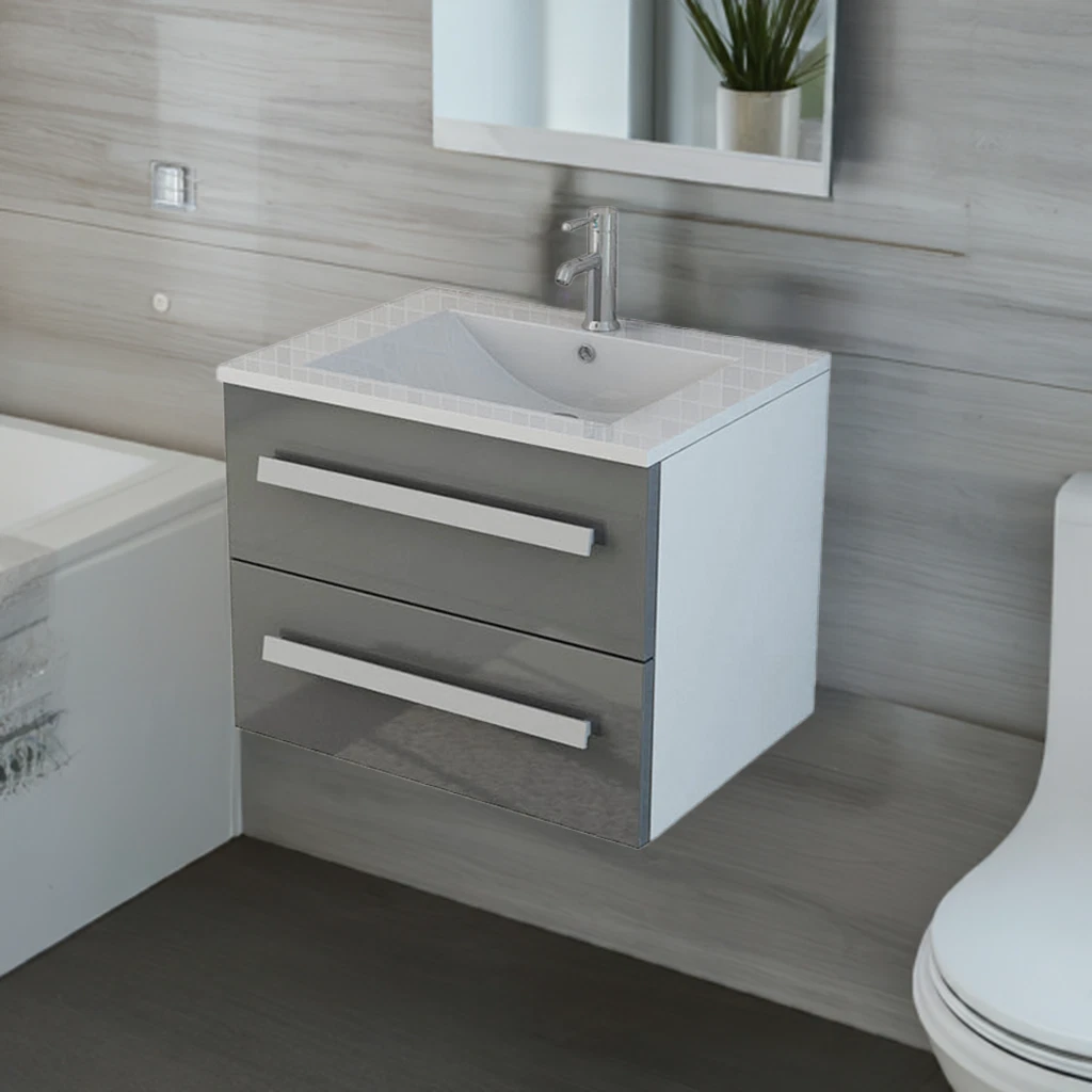 Badezimmermöbel Hochglanz Waschbecken Waschtisch Badezimmer Badmöbel Set 60 cm
