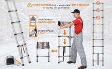 2.6M-5M Heavy Duty Multi-Purpose Stainless Steel Telescopic Ladder No-slip