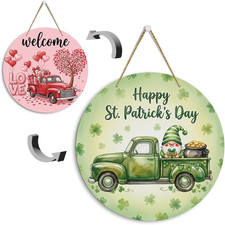 Valentines St Patricks Day Welcome Door Decorations Shamrock Heart Gnome Truck V