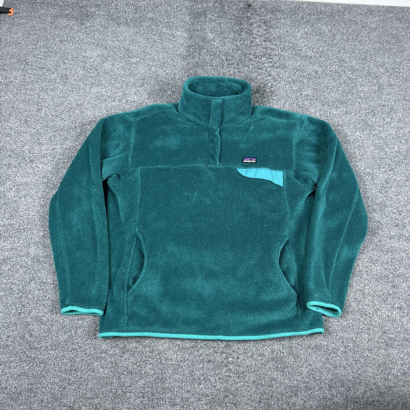 Patagonia Pullover Jacket Womens XL Green Snap-T Fleece Re Tool Pocket Outdoor