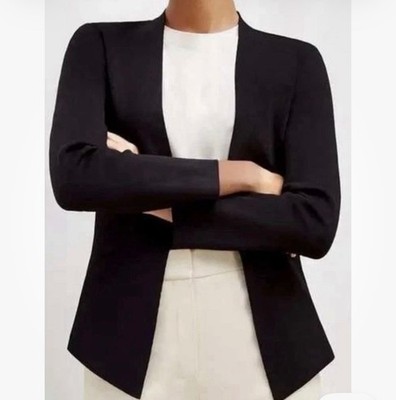 M.M. LaFleur Sant Ambroeus Jardigan Black Open Front Blazer Jacket Career SMALL