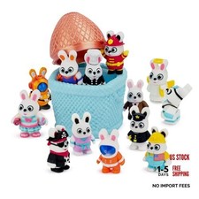 Bunny Folk Mystery Box, 8 Articulated Figures with Easter Basket Container, 