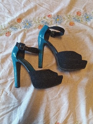 Anne Michelle Teal High Heel Open Toe Ankle Strap  Shoes WOMEN Size 9