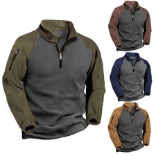 Fleece hoodie men's warm fleece pullover contrasting color functional jacket