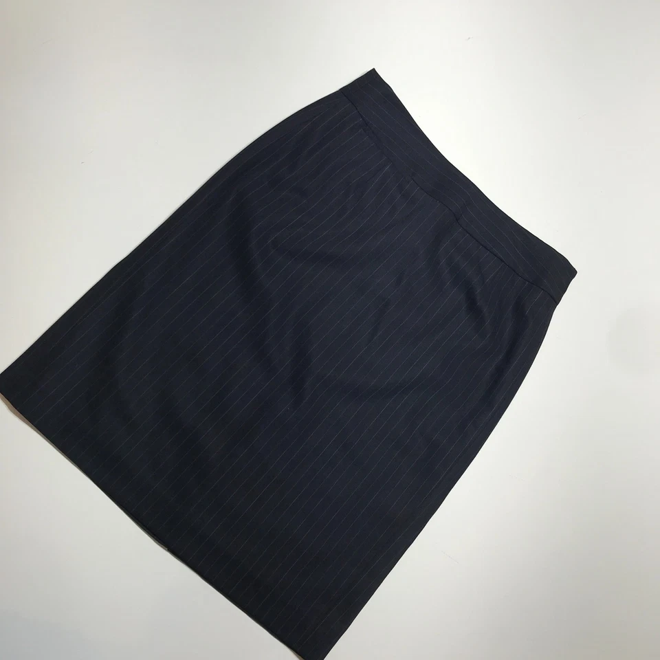 Falda lápiz Anne Klein platino talla 2 para usar en el trabajo mezcla de lana a rayas negra Foto 2 de 4