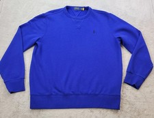 Polo Ralph Lauren Fleece Sweatshirt Mens Large Blue Crewneck Pullover Pony