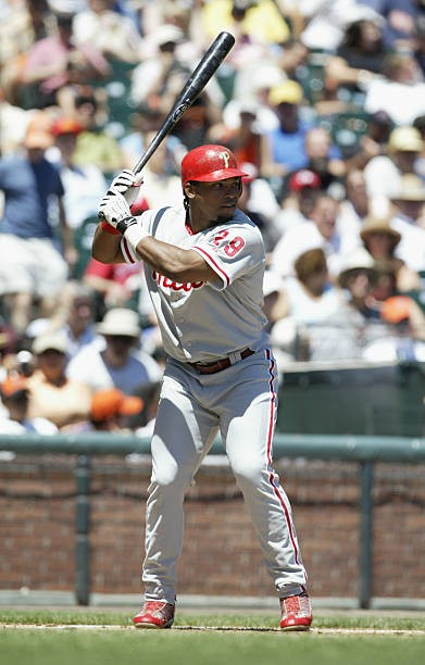 Center fielder Marlon Byrd Philadelphia Phillies waits for the San- Old Photo