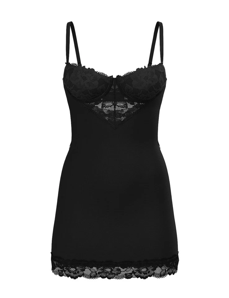 Victoria’s Secret Lencería Mediana Modal Encaje Ahuecado Mini Vestido Sin Mangas Sujetador Negro Foto 4 de 4