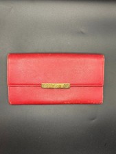 Authentic Cartier Must de Cartier Leather Long Wallet Red Gold Logo - Preloved