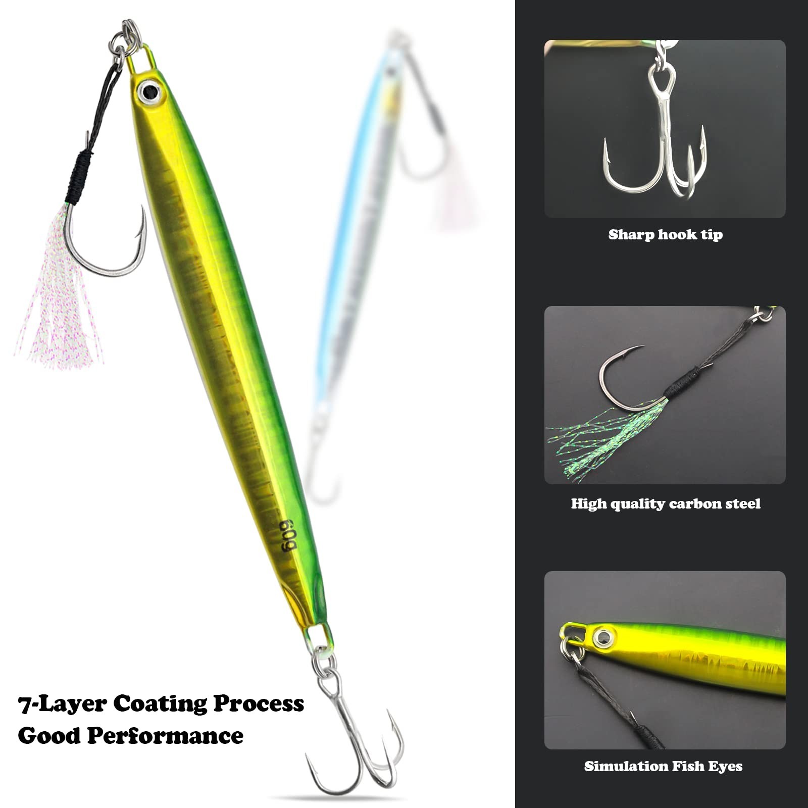 Fishing Jigs Vertical Saltwater Jigs Vertical Jigging Spoon Fishing Tuna Lure... - Image 4