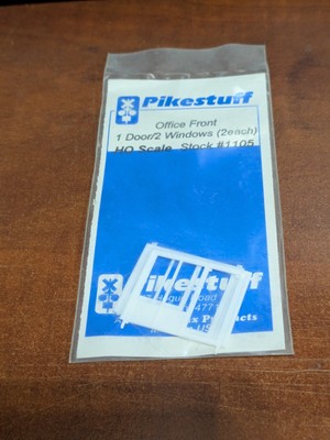 Pikestuff - #1105 - HO Scale - Office Front - 1 Door/2 Windows (2 Each) - NOS