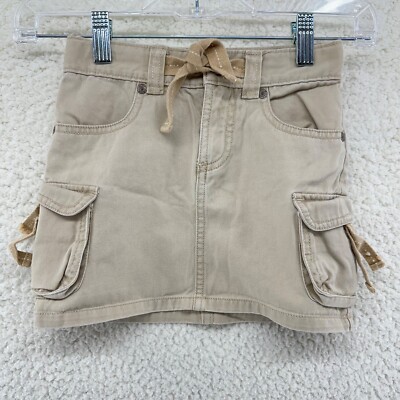 Old Navy Girls 5T Beige Khaki Cargo Skirt Adj Waist Drawstring Pockets  Preppy