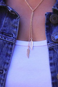 Authentic Gold Plated Layer Necklace Feather Jewelry