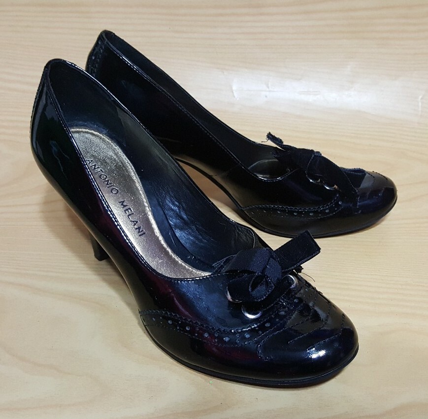 Antonio Melani Black Patent Leather Pumps Heels Shoes… Gem