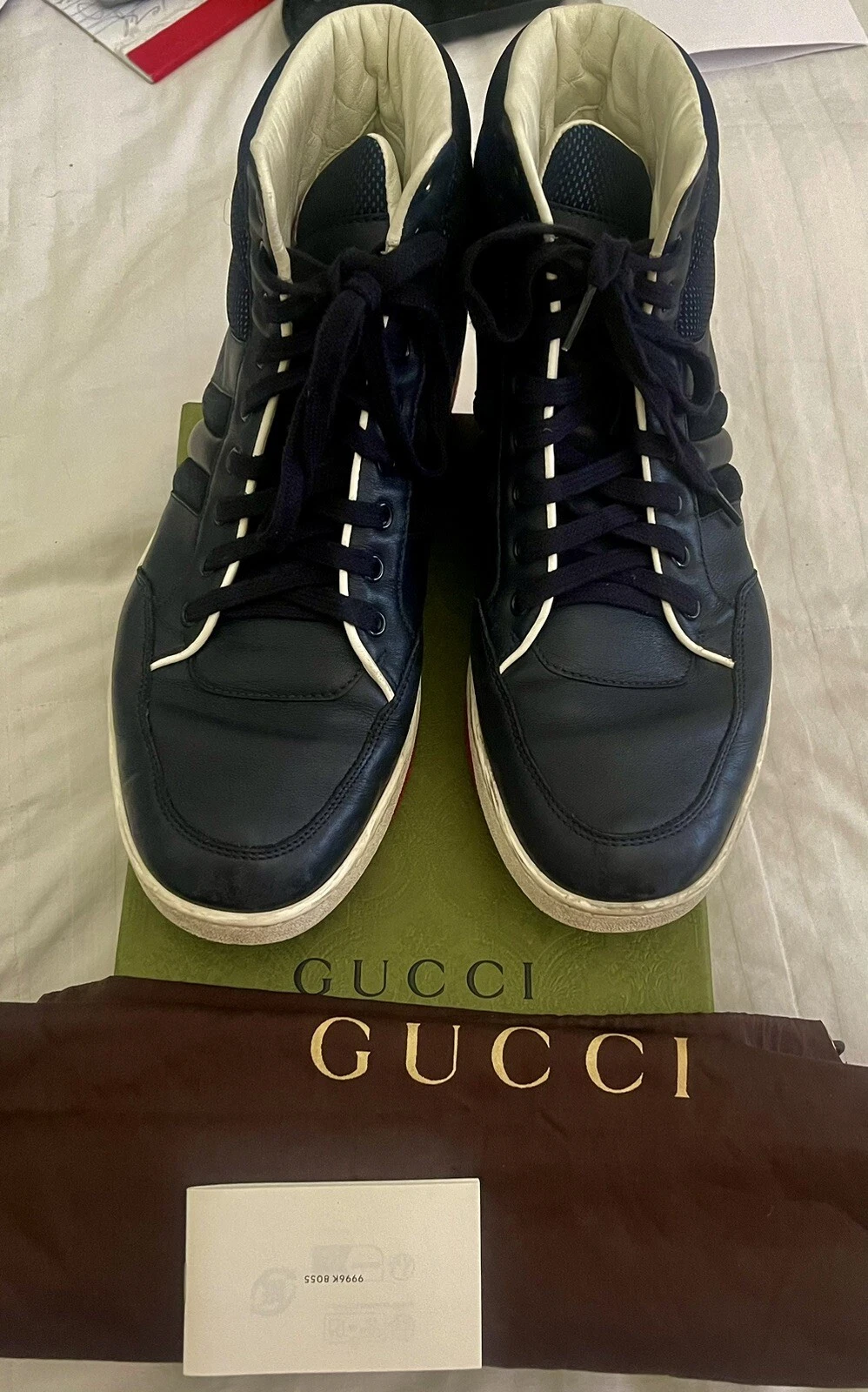 Baskets montantes homme Gucci en cuir bleu 9,5
