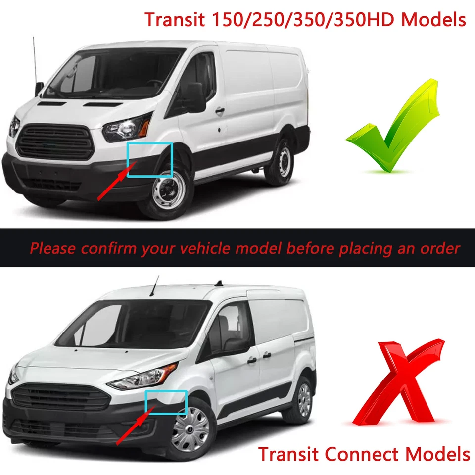 Para Ford Transit 150/250/350 15-22 Puerta Delantera Izquierda Guardabarros Llamaradas Moldura Foto 3 de 4