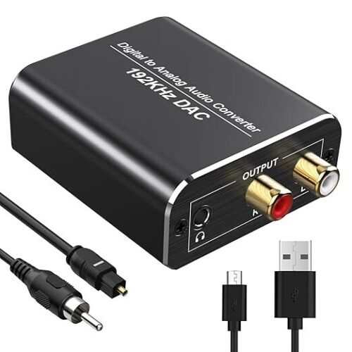 Convertitore Audio Digitale Analogico 192Khz, Adattatore Ottico RCA